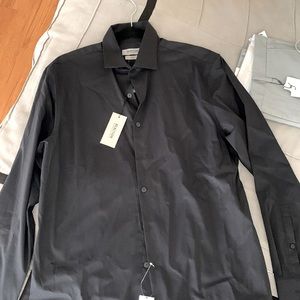 Men’s Reaction Kenneth Cole Plain Black Button Up Shirt Top